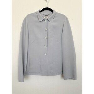 Agnona Wool Silk Blazer Jacket Gray Blue Button Down Vintage Women's EU 48 US 18